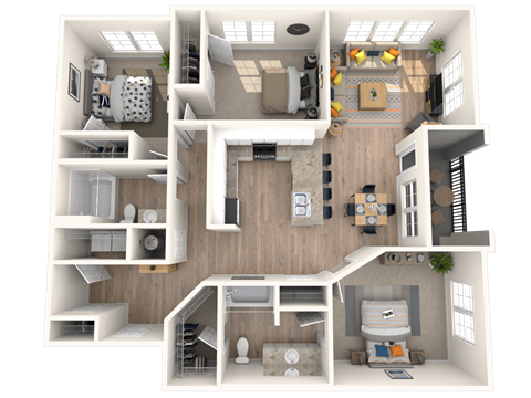 101 Depot, Smryna, TN Apartments 3b 2b 3D floor plan